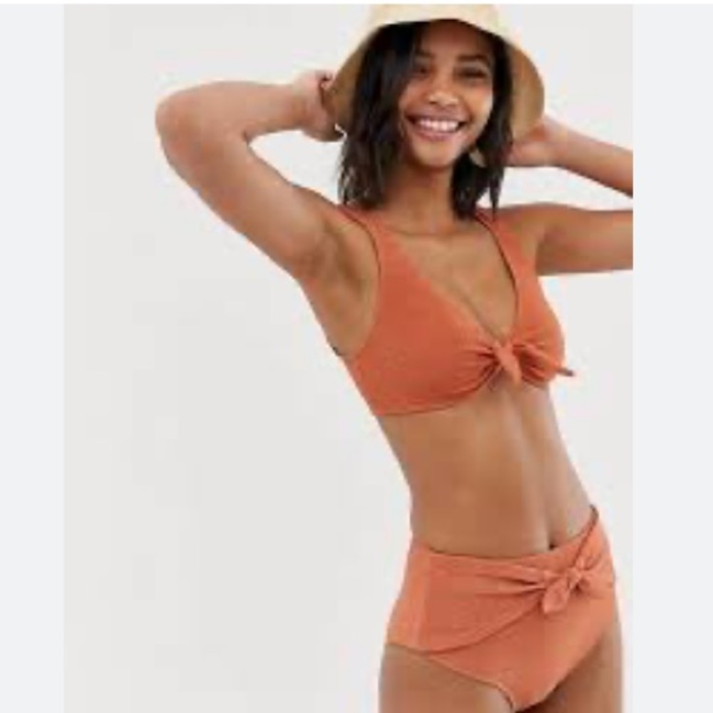 & Other Stories burnt orange boho 2-piece swimsuit size 12 high waisted